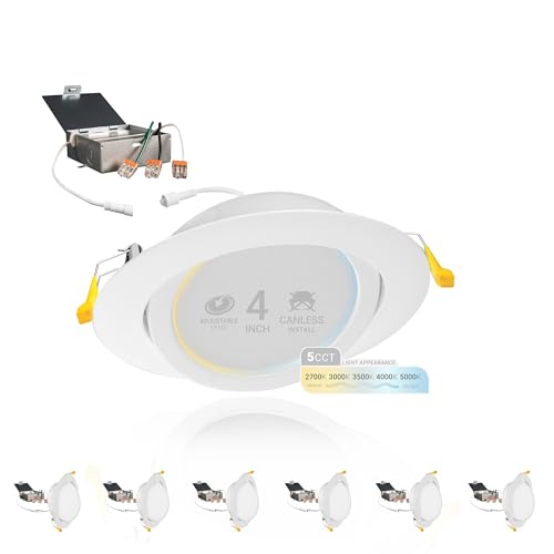 NUWATT Airtight 4 Inch Gimbal LED Recessed Lights, 2700K-5000K, ETL,