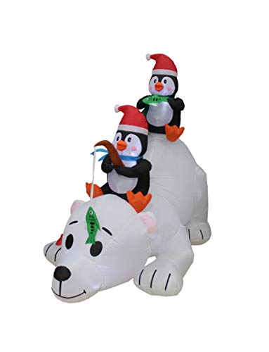 6 FT Lighted Christmas Inflatable Penguins & Polar Bear Holiday Decor