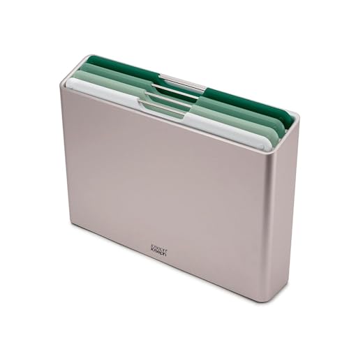 Joseph Joseph Folio Colour Coded 4-Piece Cutting Board Set with Storage Case - Sage Green / Silver / 14.1"L