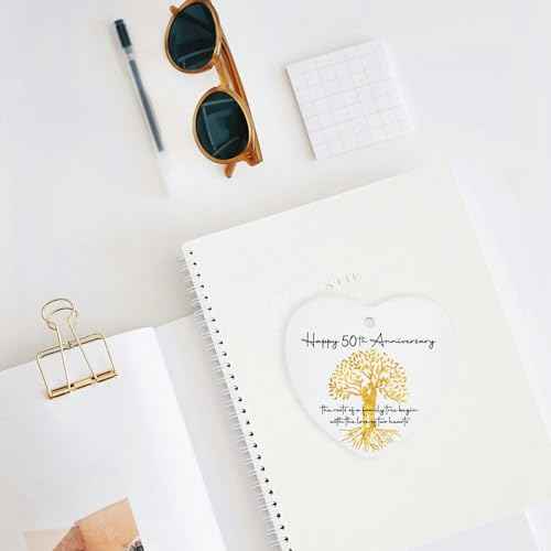 50th Wedding for Couple Ornament Keepsake Sign Heart Plaque 50th Anniversary Marriage Gifts for Wife Husband Parents 50 Year Ideas