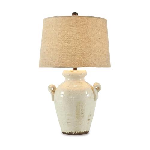 Signature Design by Ashley 27-Inch Farmhouse Ceramic Table Lamp, Cream