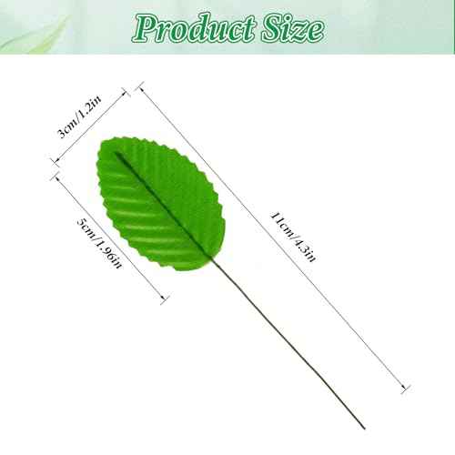 200 Pcs Artificial Leaves for Crafts Fake Green Leaves for Decoration Silk Greenery Faux Wired Single Leaf for DIY Wedding Corsage Party Home Decoration Bouquets Centerpieces Christmas