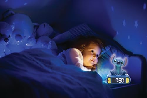 Stitch Nightlight Alarm Clock - Sleep-Friendly LCD, 6 Ringtones, Snooze