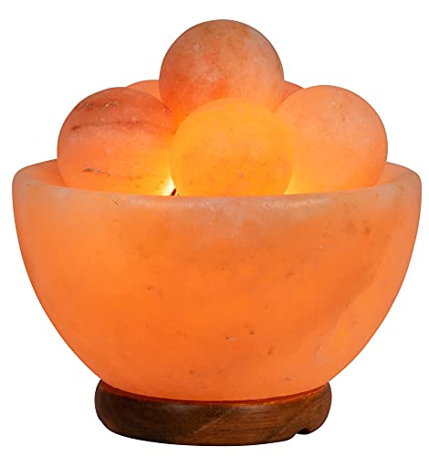 Himalayan Salt Lamp with 6 Massage Balls - Handmade Salt Crystal Decor