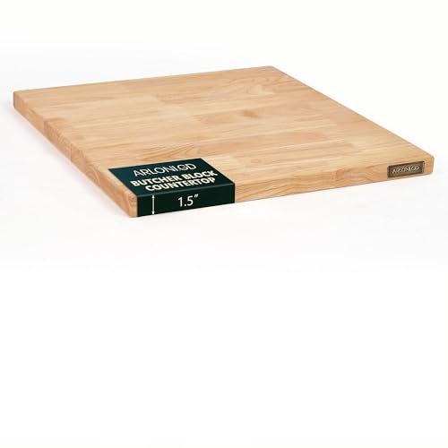 ARLONI.GD Hevea Butcher Block Countertop - Natural Wood, 25"x24"x1.5" Unfinished