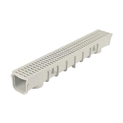 NDS 5-Inch Pro Series Deep Profile Channel Drain Kit with Plastic Grates & End Caps — Variation 1