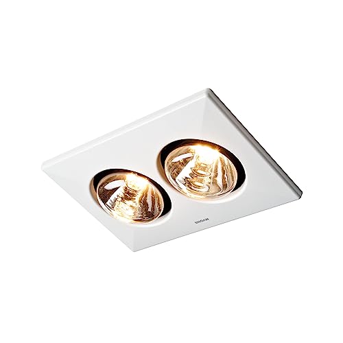 Ceiling Heater and Fan Combo - 2 Bulb Infrared, 70 CFM, White
