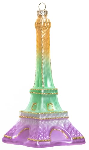 2pcs Glass Eiffel Tower Christmas Ornaments for Holiday Tree Decor