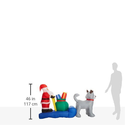 7 ft Lighted Christmas Inflatable Santa on Sleigh with Huskies