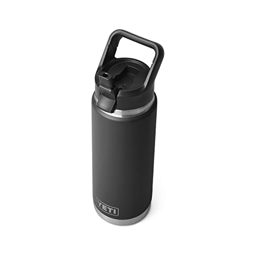 YETI Rambler 26 oz Vacuum Insulated Stainless Steel Bottle with Straw Cap - Black