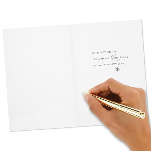 Snowflake Reindeer Christmas Cards with Envelopes 10-Pack - Gold Reindeer on Red