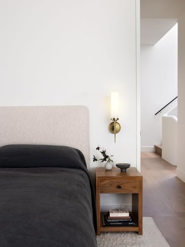 PERMO Vintage Wall Sconce Antique Single Sconces Lighting Fixture with 2.8" Cylindrical Shade Milk Glass Sconces for Bathroom Living Room