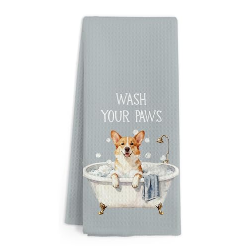 Funny Corgi Dog Hand Towels for Bathroom, Dogs Themed Decorative
