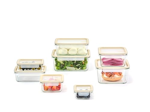 Glass Food Storage Container Set - 8 Sizes, Airtight & Leakproof, Microwave & Oven Safe