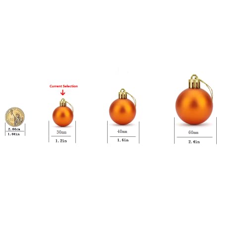 ZYBenda 24Pcs Shatterproof Shiny and Polshed Glossy Christmas Tree Ball Ornaments Decorations - Christmas Hanging Balls for Holiday Wedding Party Decoration (1.2"-30MM, Orange)
