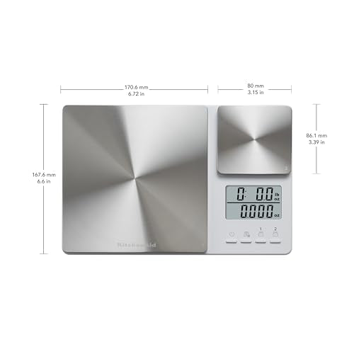 KitchenAid Dual Platform Digital Kitchen Food Scale 11lb & 16oz Capacity - White