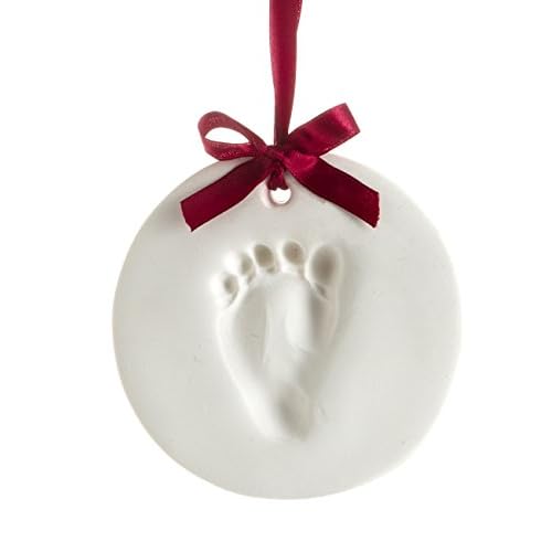 Tiny Ideas Baby's Handprint or Footprint Christmas Ornament, Easy No-Bake Keepsake Kit, Creative Holiday Gift for New and Expecting Parents, Clay