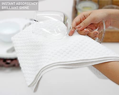 White 12-Pack Cotton Craft Kitchen Towels 16x28 Inches - Waffle Terry, 100% Cotton
