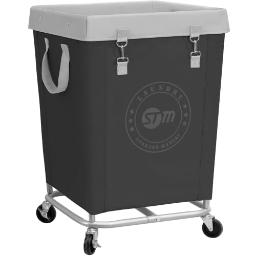 Commercial Laundry Hamper with Heavy Duty Steel Frame - Black, Medium