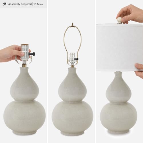Contemporary Cream Ceramic Table Lamp - 30" Tall with Double Gourd Base