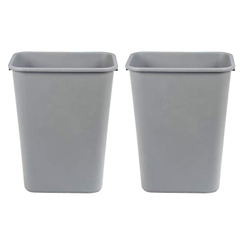 Grey 10 Gallon Commercial Office Wastebasket - 2 Pack