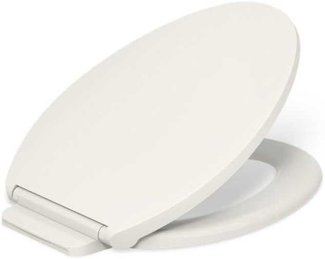 KOHLER K-27332-0 Glissade ReadyLatch Quiet Close Round Toilet Seat, White, Grip-Tight Hardware, Quiet Close Lid Prevents Slamming