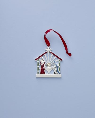 Lenox Nativity Ornament - Christmas Hanging Silverplate Charm