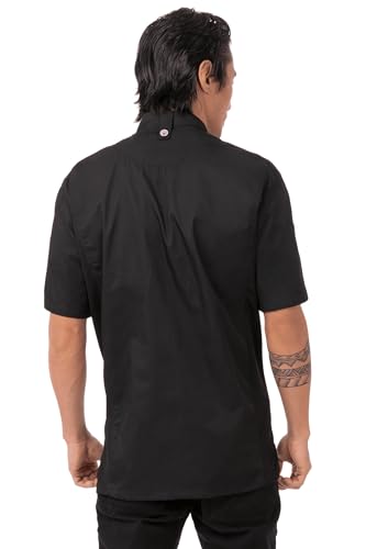 Chef Works Men's Springfield Chef Coat Black Large Uniform Kitchen Workwear