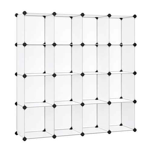 White 16-Cube Storage Organizer - Plastic Stackable Shelf Without Doors