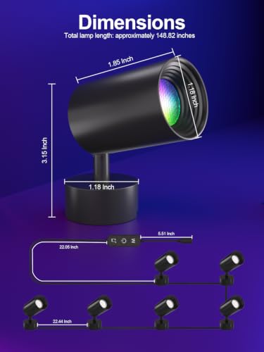 Tyute RGB Indoor Spotlight Kit with Color Changing LED Uplighting, Music Sync & Remote