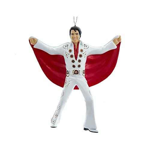 Elvis Presley Blow Mold Christmas Ornament - White Suit with Red Cape Holiday Decoration