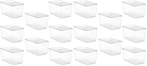 XL Stackable Clear Storage Bins with Lids - 16 Pack, 13" x 7.4" x 7"