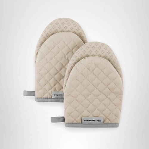 KitchenAid Asteroid Mini Oven Mitt Set, 5.5"x8", Milkshake Tan, 2 Piece