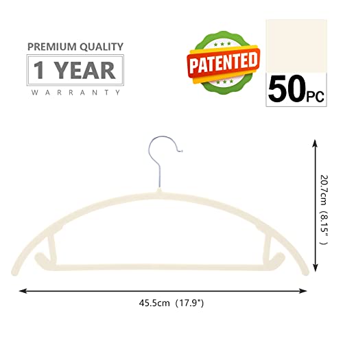 Ivory Velvet Suit Hangers 50 Pack - Rounded Shoulder Clothes Hangers