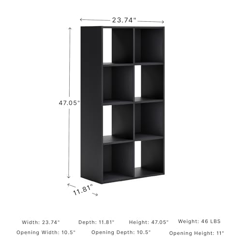 Signature Design by Ashley 8-Cube Storage Organizer - Black Bookcase, Model Langdrew, Vertical/Horizonal