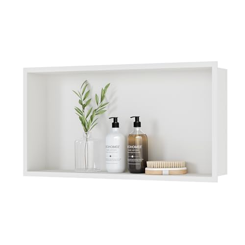 Neodrain 24x12-Inch Stainless Steel Shower Niche - White, Easy Install