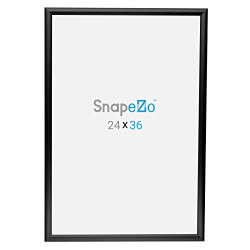 SnapeZo 24x36 Inch Black Aluminum Poster Frame - Front-Loading Snap Frame, Wall Mount