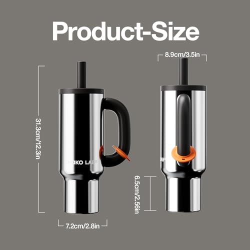 Insulated 33oz Travel Water Bottle with Handle & Straw - Silver