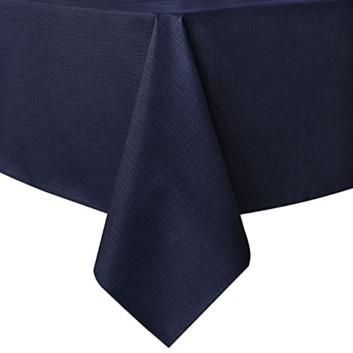 sancua 100% Waterproof Rectangle PVC Tablecloth - 54 x 140 Inch - Oil Proof Spill Proof Vinyl Table Cloth, Wipe Clean Table Cover for Dining Tables, Buffet Parties and Camping, Navy
