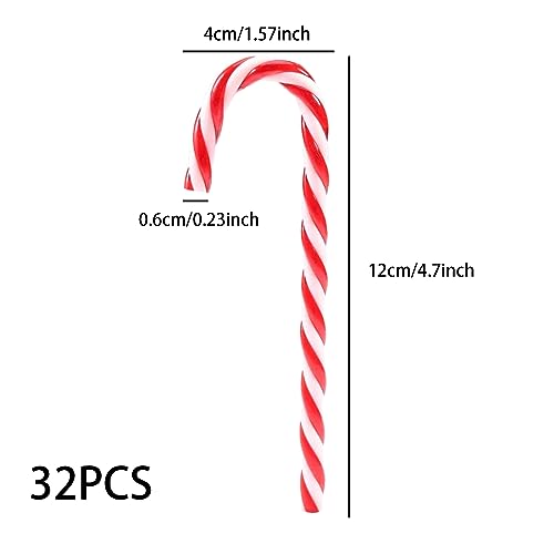 32pcs Christmas Plastic Candy Cane Ornaments Christmas Tree Hanging Decorations for Xmas Crafts Indoor Outdoor Decor (32pcs)