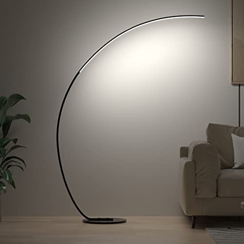 RGBW Modern 69-Inch Arched Floor Lamp with Remote Control - Black, Dimmable & Color Changing for Living Room & Bedroom