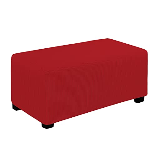 Christmas Red Large Ottoman Cover - Easy-Going Stretchy Slipcover for 33-40in Ottoman