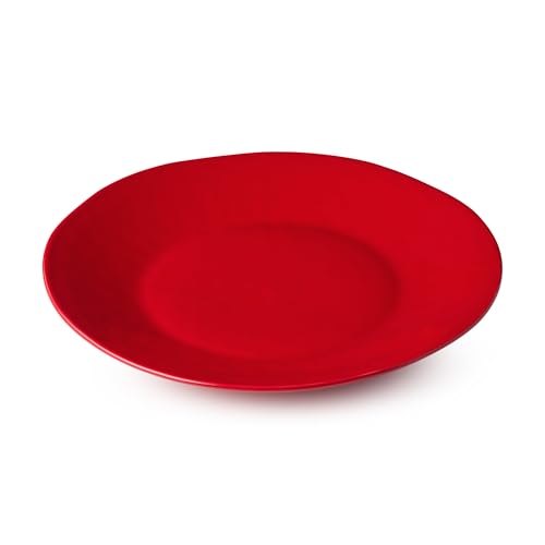 Berry Red Christmas Round Stoneware Serving Platter, 13in, Microwave & Dishwasher Safe