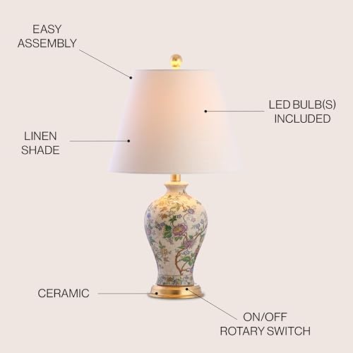 French Country Floral Urn Ceramic Lamp - Multicolor, 24 Inch
