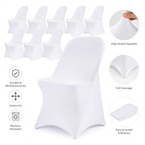 Craft And Party 50 Pack White Spandex Folding Chair Covers - Universal Fit