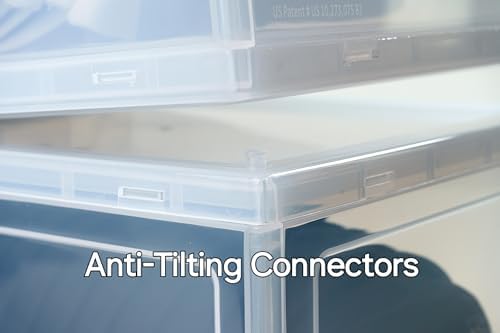 Clear Hat Organizer for Baseball Caps - Stackable & Sliding Tray Storage - Black Transparent