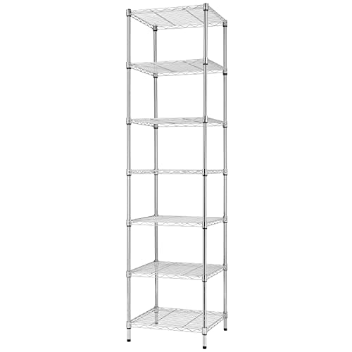 Finnhomy 7-Tier Heavy Duty Wire Shelving Unit - 72 Inch Chrome Storage Rack