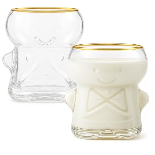 Gingerbread Man Drinking Glasses Set - 2 Pcs Christmas Novelty Mug 20oz