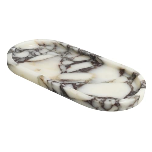 FutureStone 10x5x0.7 Inch Natural Marble Oval Tray - Calacatta Viola Design