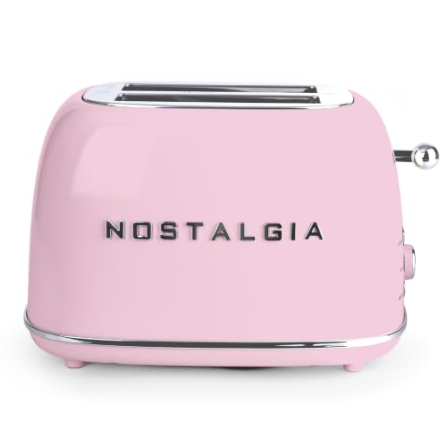 Nostalgia Pink 2-Slice Retro Toaster with Wide Slots & Crumb Tray